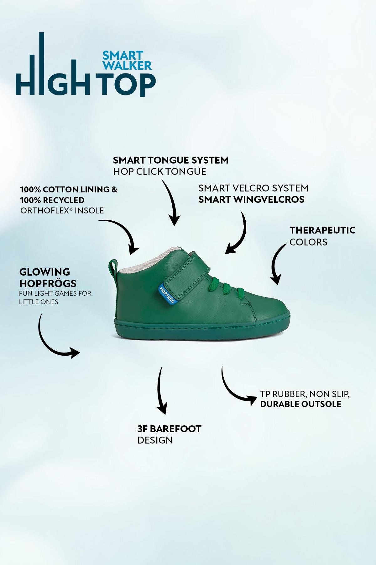 Smart Walker High Top Green Light Barefoot Kids Shoes