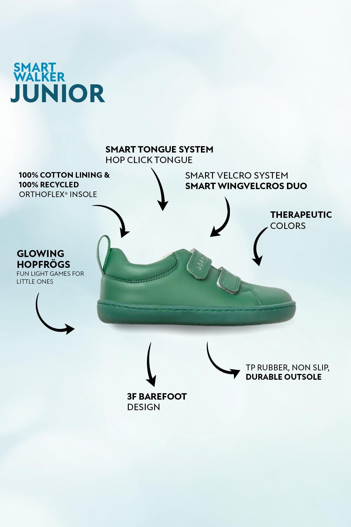 Smart Walker Junior Green Light Barefoot Kids Shoes