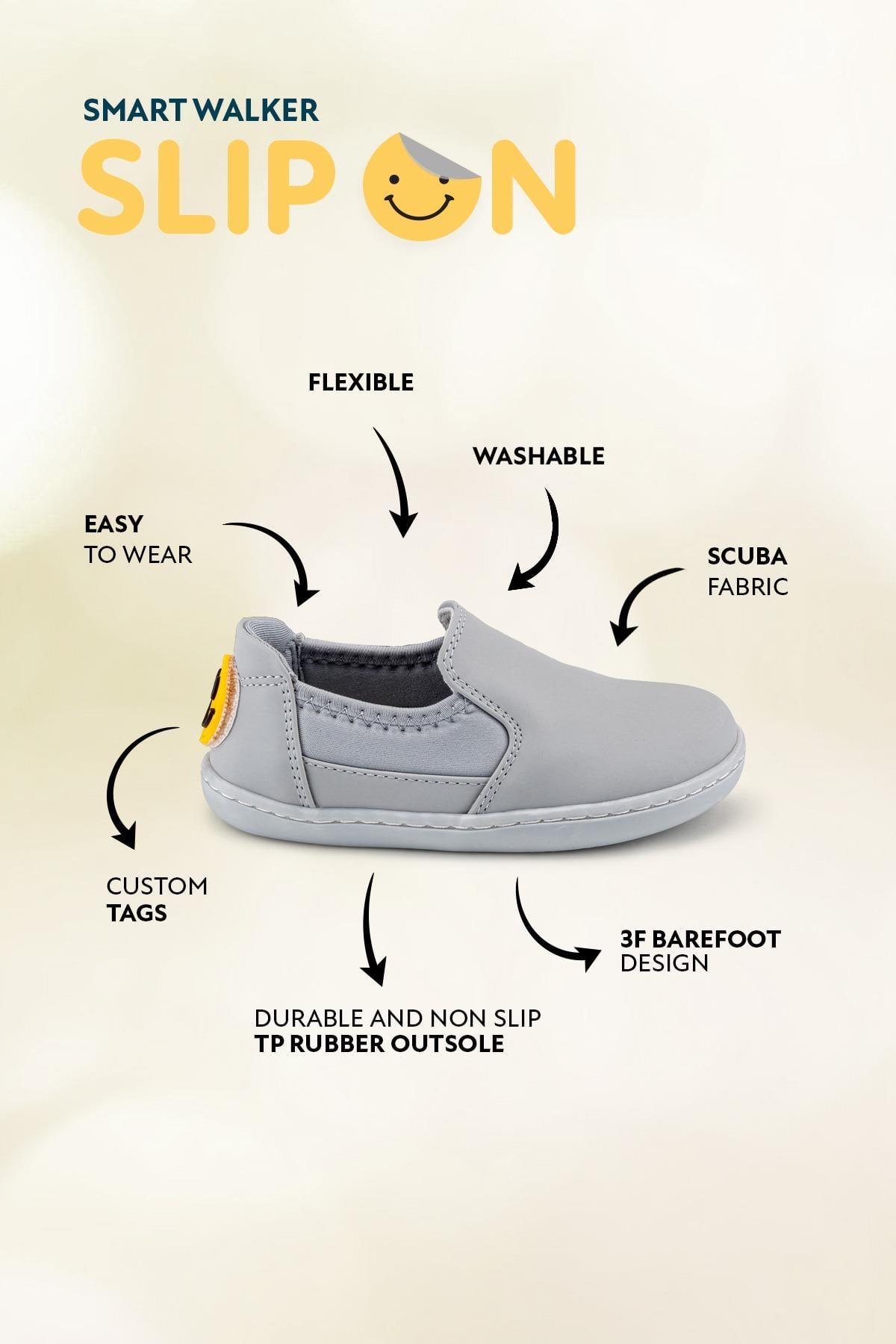 Smart Walker Slip-On #Tags Süper Mat Gri Barefoot Işıklı Çocuk Ayakkabı