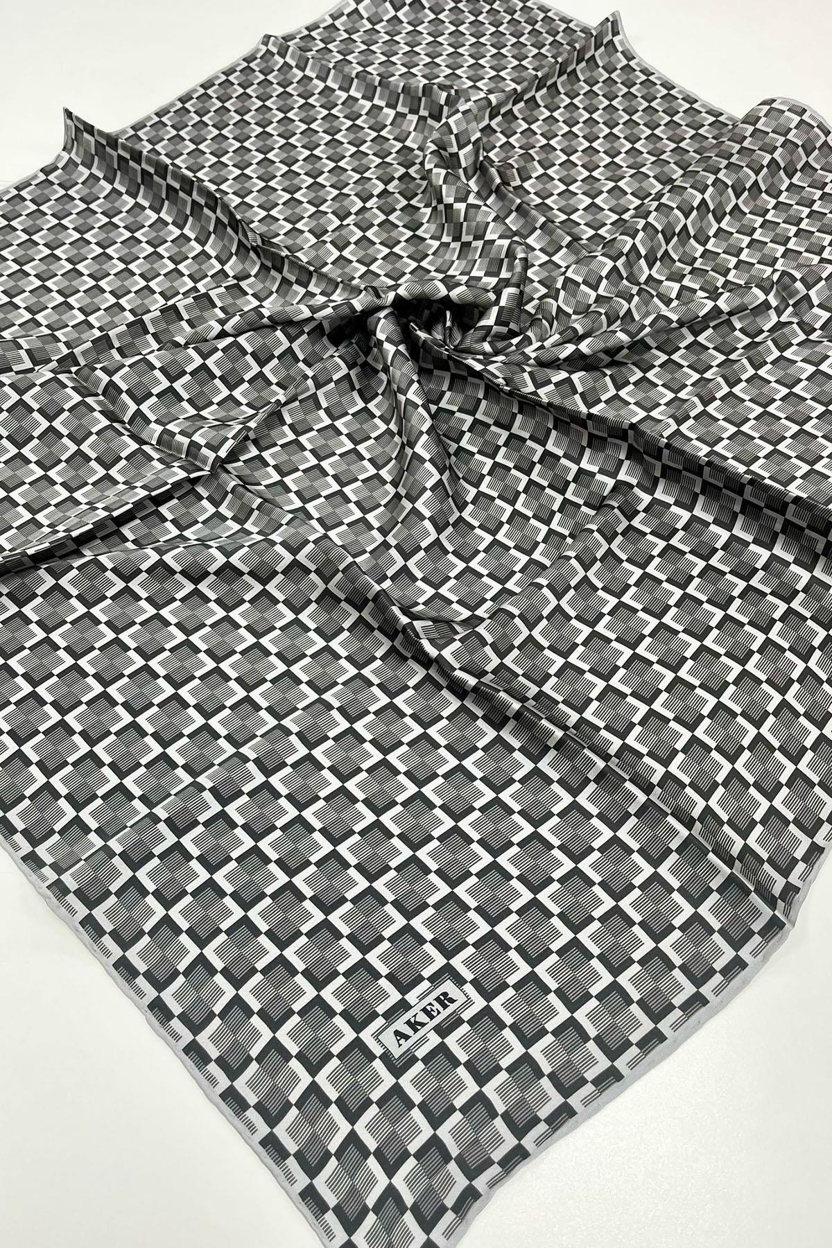 Aker İpek Eşarp - 8975713-971 Gri Twill