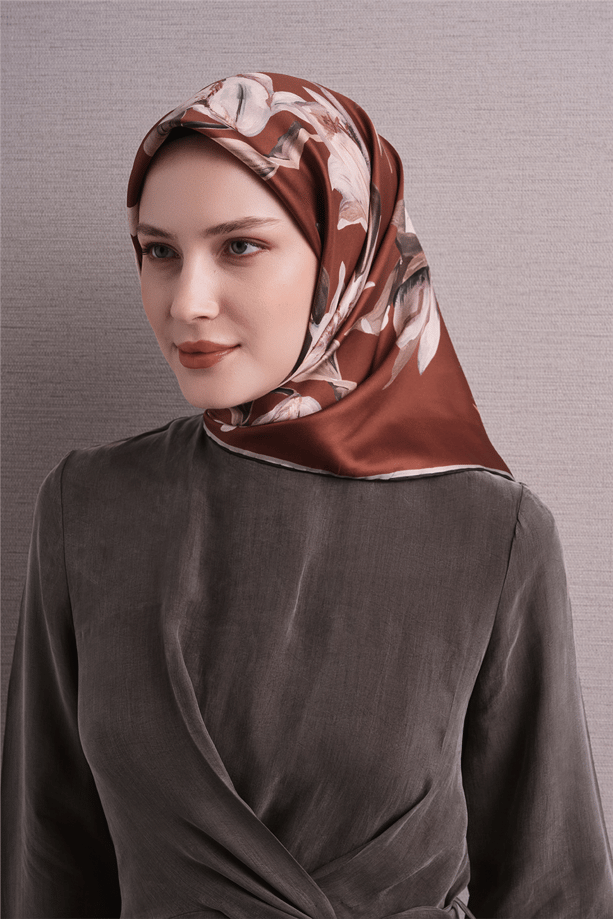 Armine İpek Eşarp 2027 Kış - 9620-54 Kiremit Twill