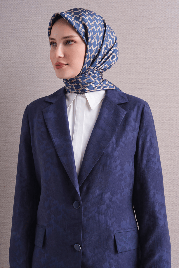Armine İpek Eşarp 2027 Kış - 9636-34 İndigo Twill