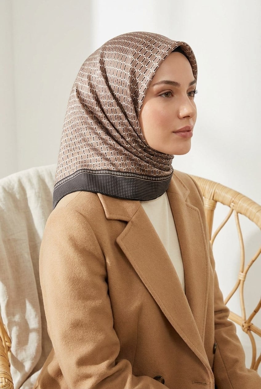 Armine Sport Twill Eşarp - 8556-101 Vizon Siyah