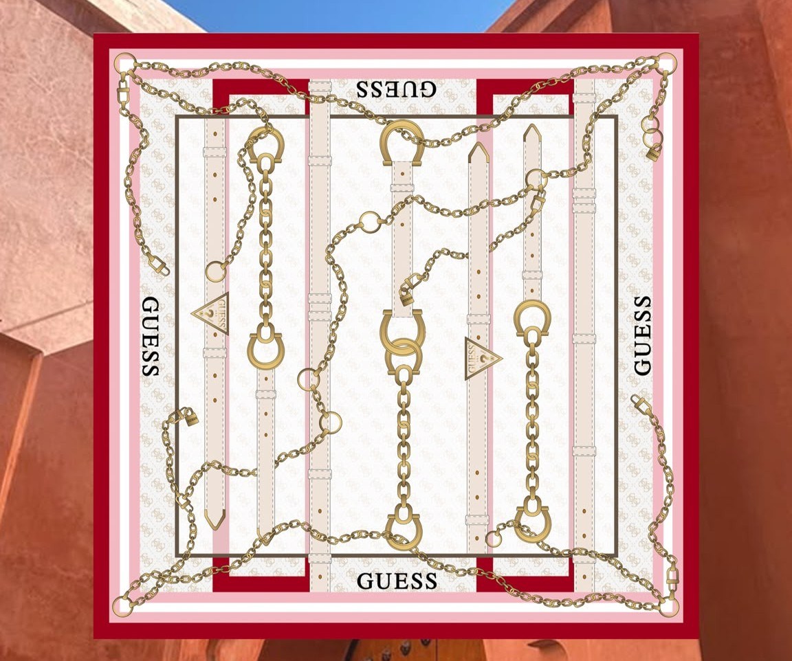 Guess Twill İpek Eşarp - 5765 - Pudra Beyaz