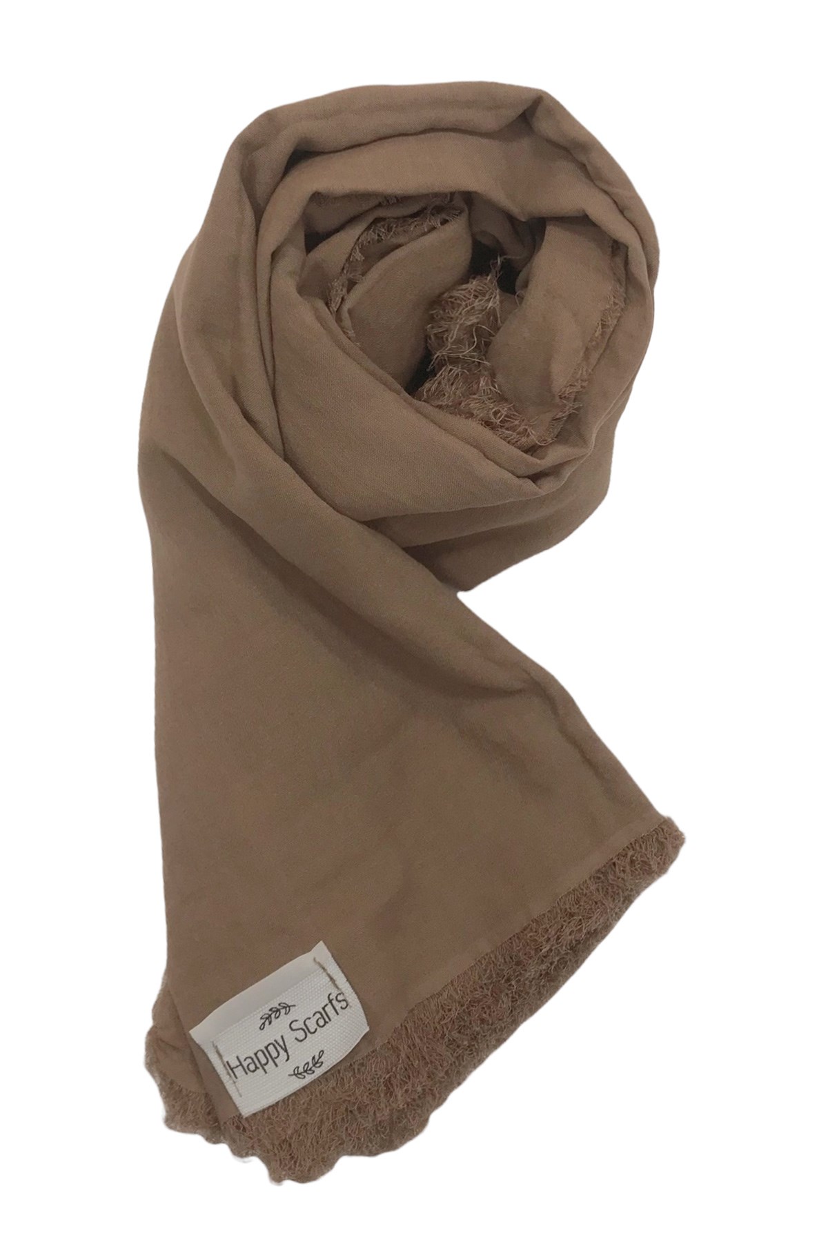 Happy Scarfs Kraş Pamuk Şal - Çikolata