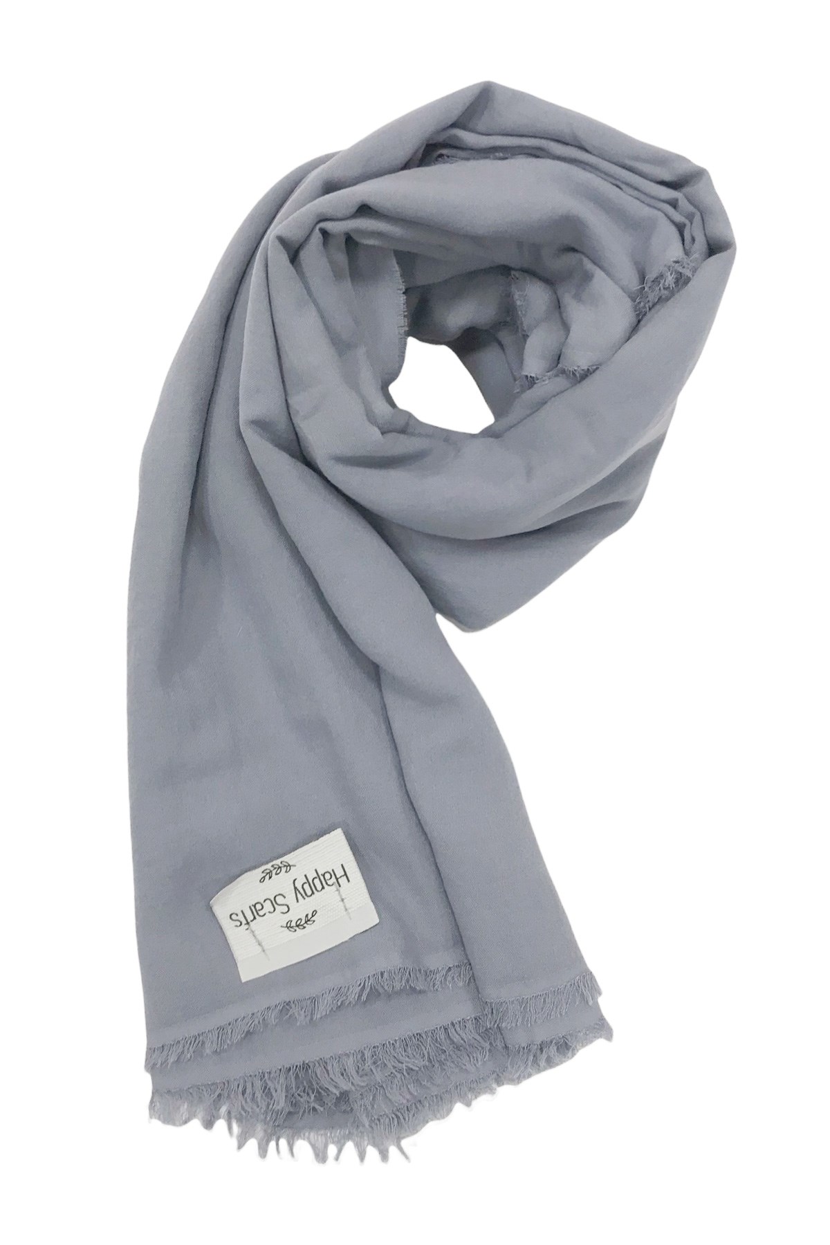 Happy Scarfs Kraş Pamuk Şal - Gümüş