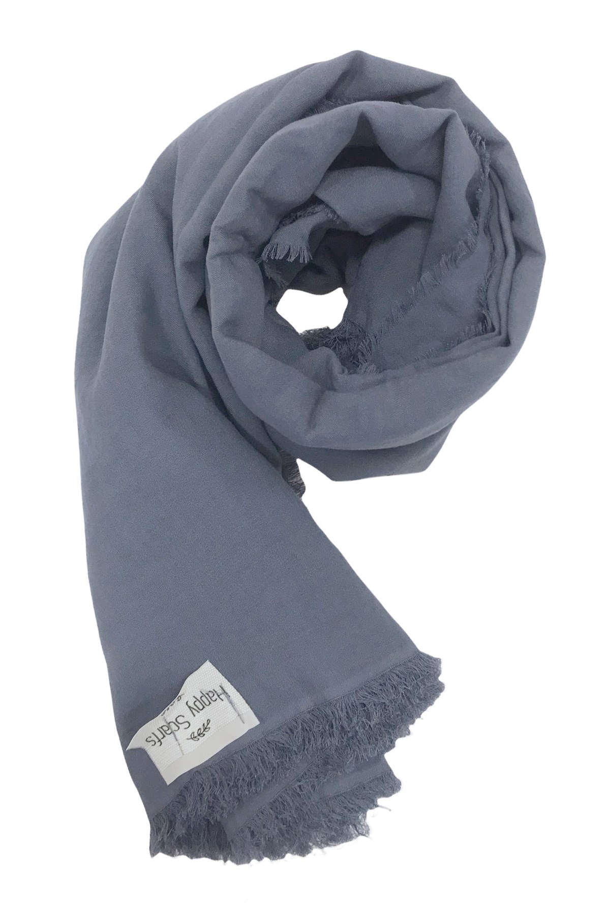 Happy Scarfs Kraş Pamuk Şal - Metalik Gri