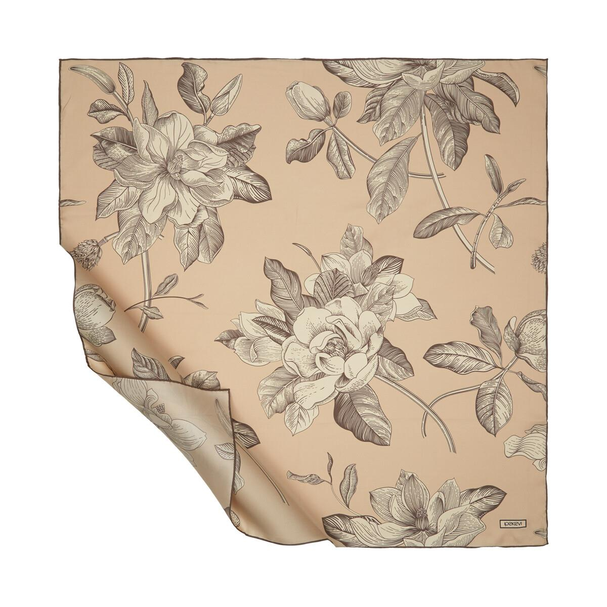 İpekevi Twill İpek Eşarp - Gold Grace Desenli - Fildişi
