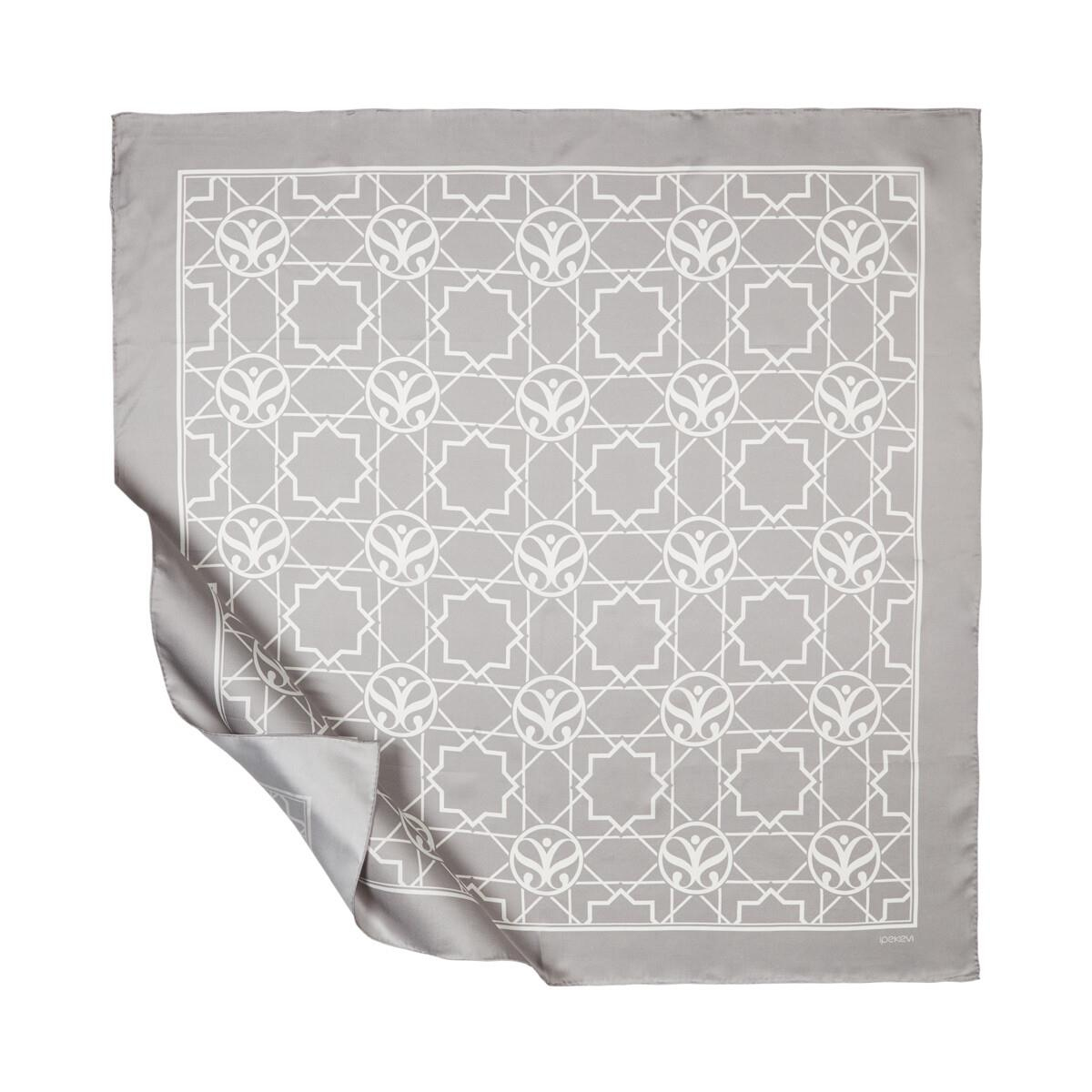 İpekevi Twill İpek Eşarp - Seljuk Monogram - Gri