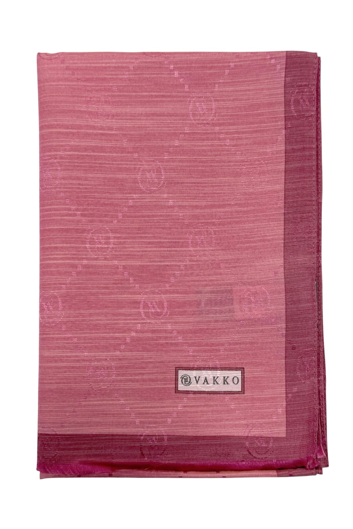Vakko Pamuk İpek Şal - Şeritli Monogram - Pembe