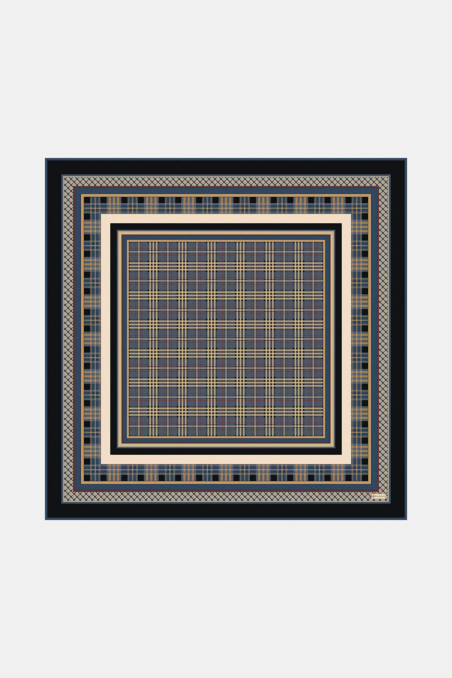Vakko Twill İpek Eşarp - 40805 - Lacivert Siyah