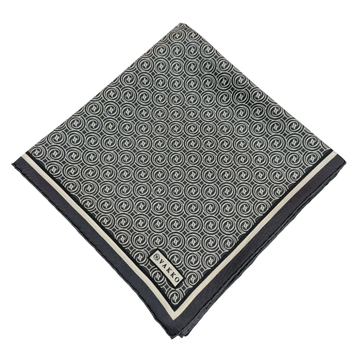 Vakko Twill İpek Eşarp - Helezon Monogram - Füme Krem