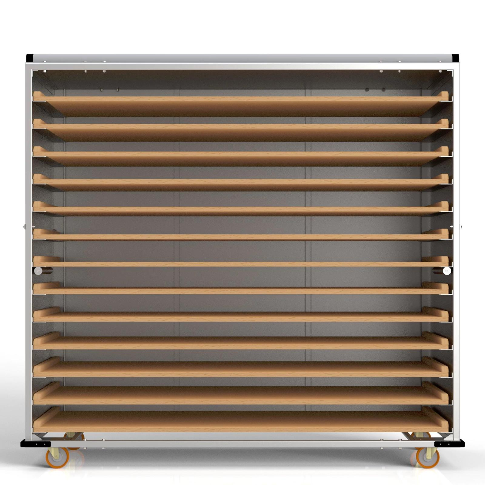 80x150 cm Kapalı Tahta Pasa Arabası (İnoks) 13 Raflı
