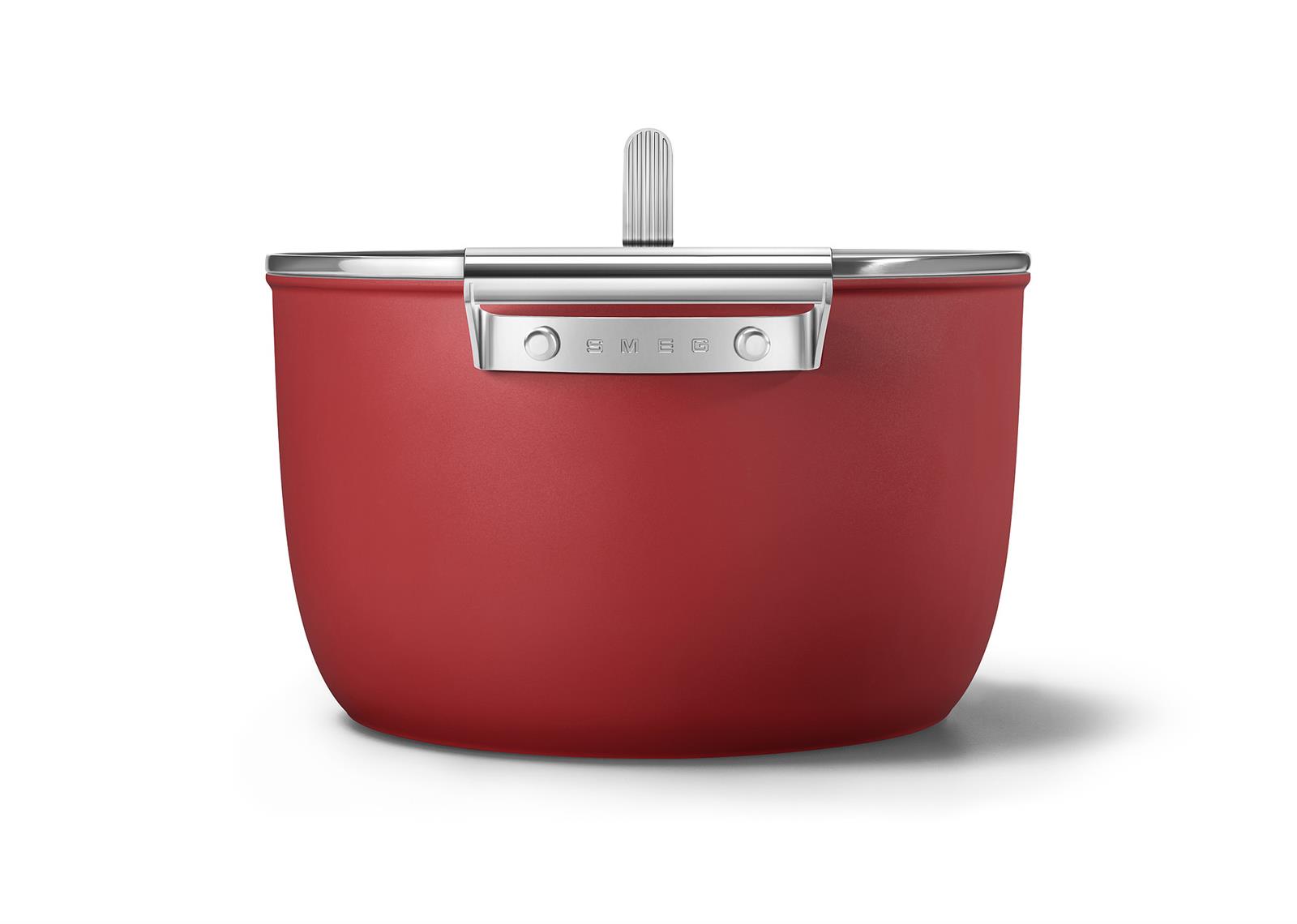 Smeg - Cookware 50'S Style Kırmızı Tencere Cam Kapaklı 26 cm
