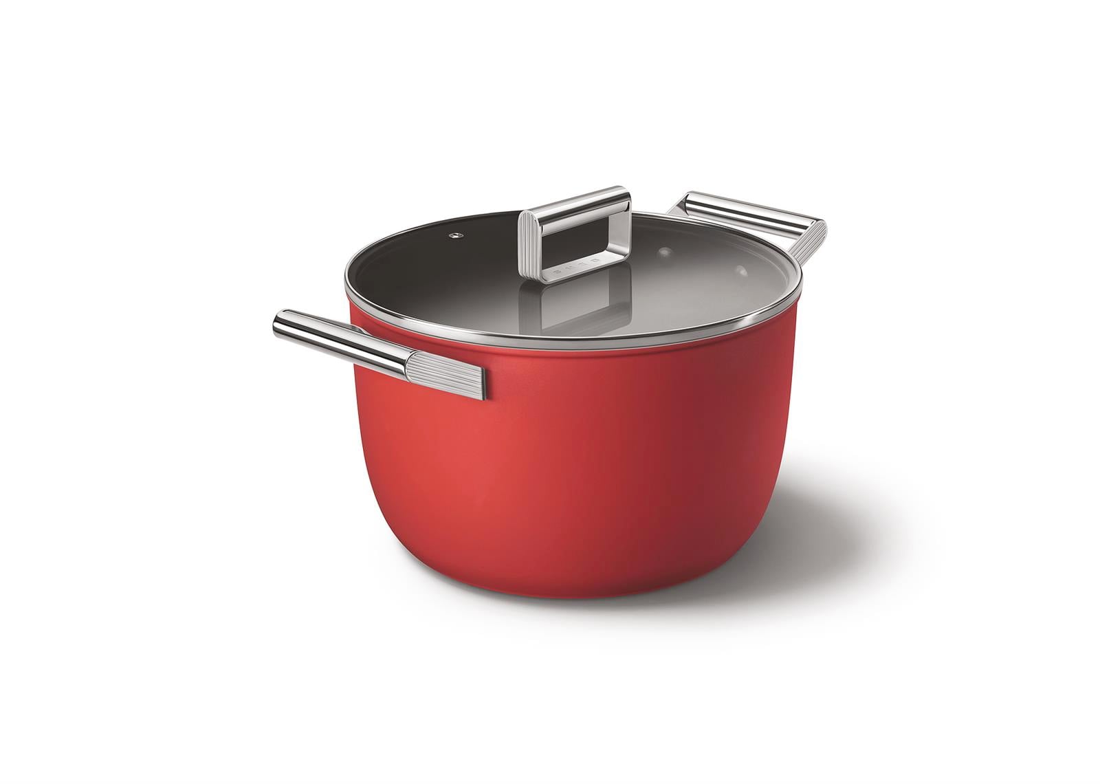 Smeg - Cookware 50'S Style Kırmızı Tencere Cam Kapaklı 26 cm