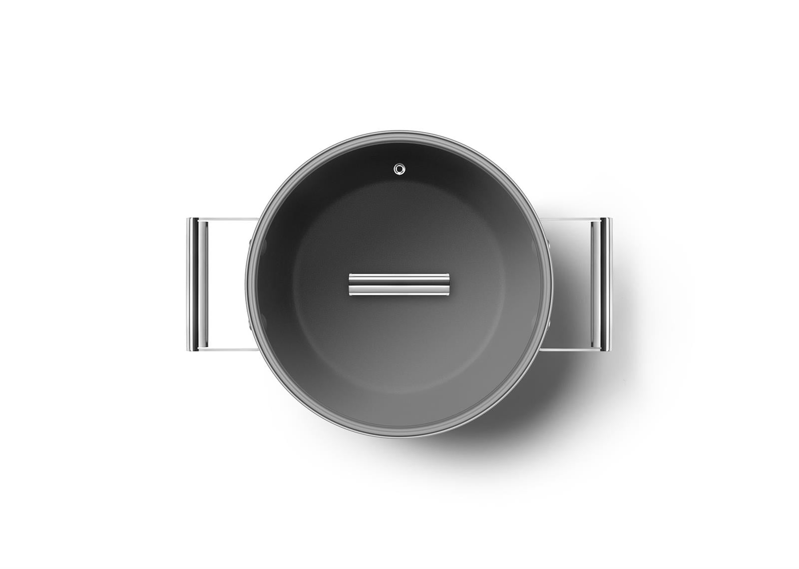 Smeg - Cookware 50's Style Krem Tencere Cam Kapaklı 24 cm