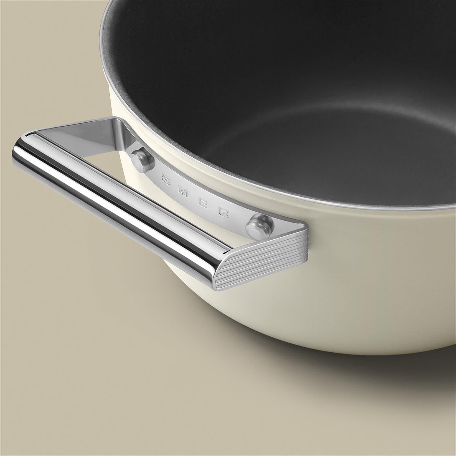 Smeg - Cookware 50's Style Krem Tencere Cam Kapaklı 24 cm