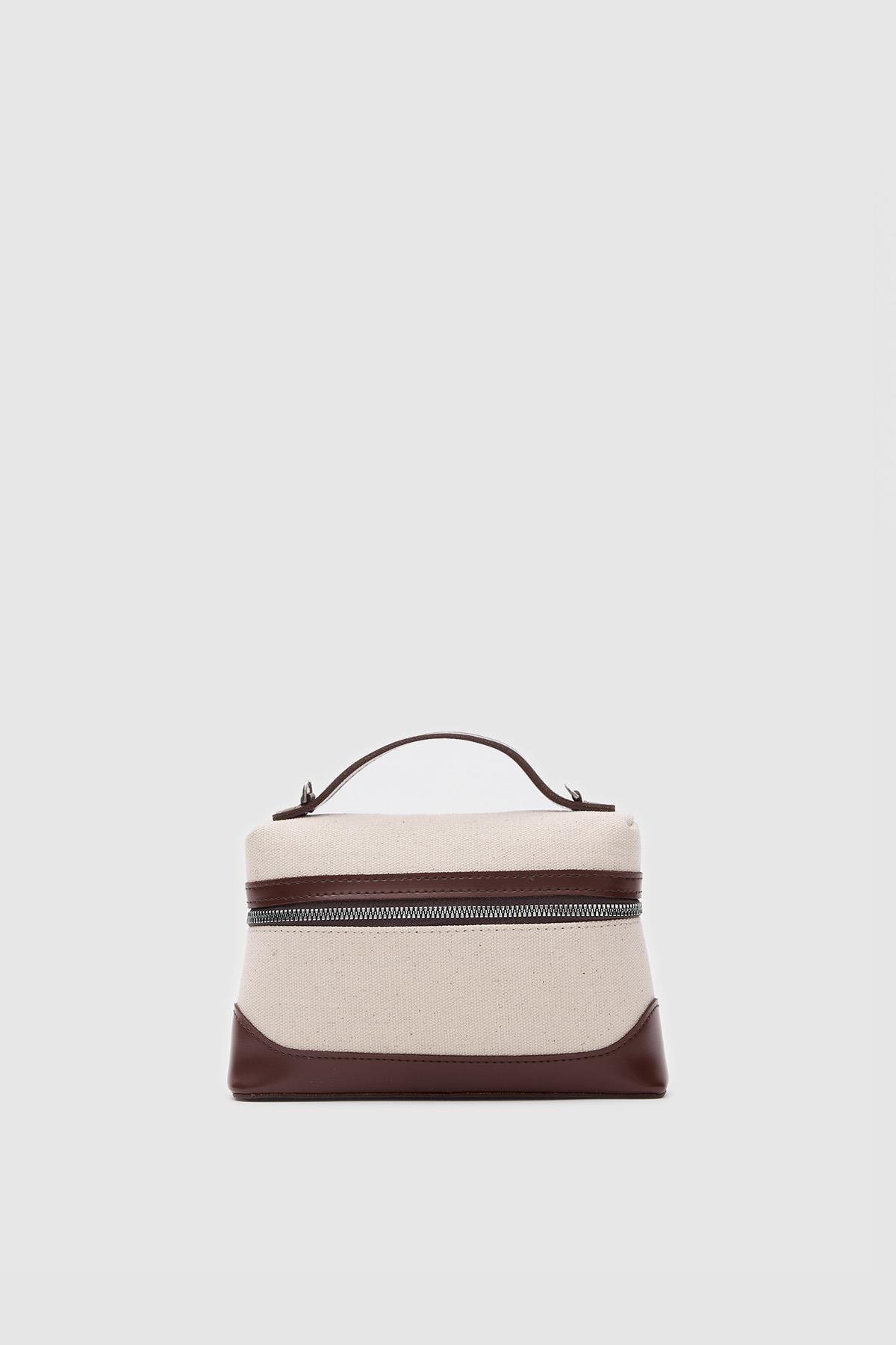 Yoko Box Bag El ve Çapraz Omuz Çanta Krem-Taba