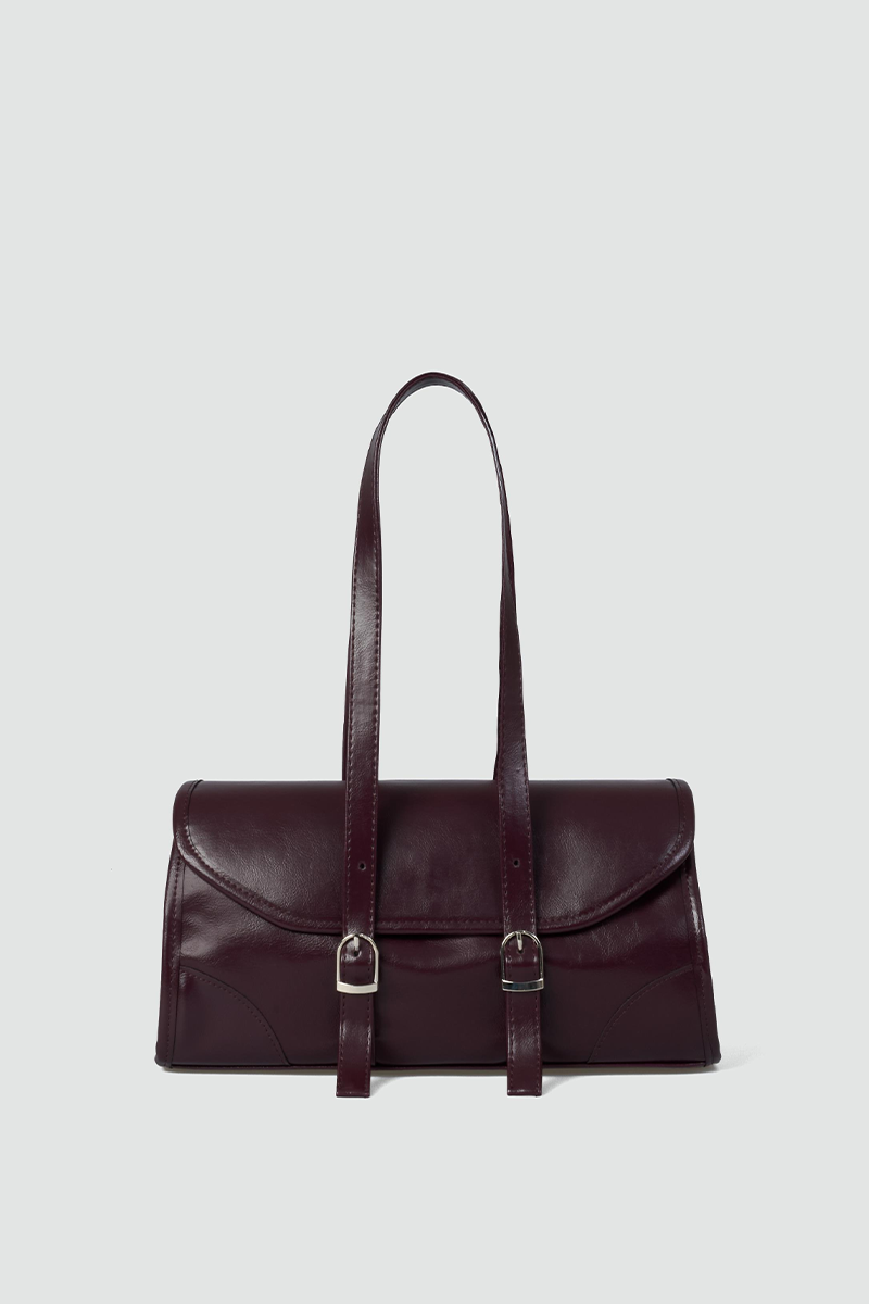 Calvino Vintage Baget Çanta Mürdüm