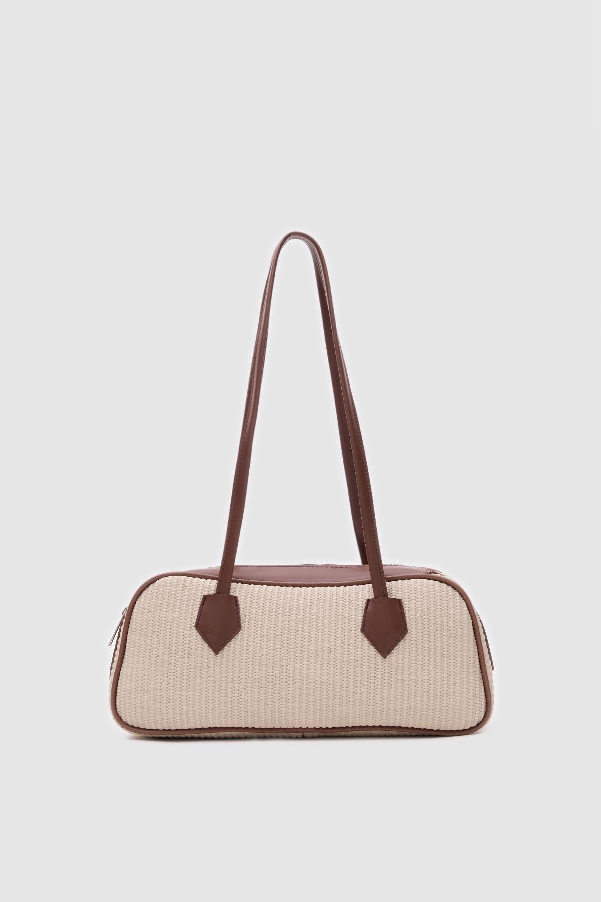 Boheme Hasır Baget Çanta Krem