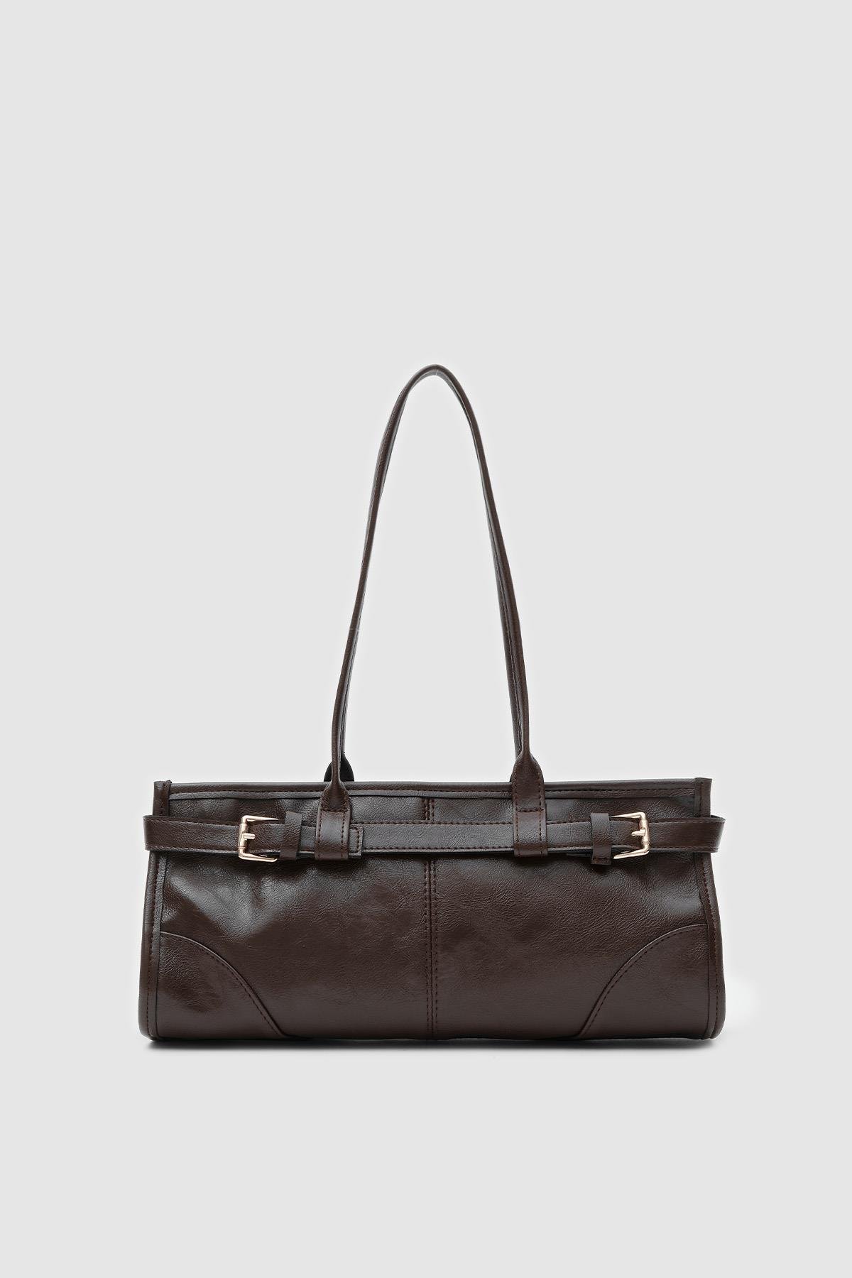 Enyola Vintage Baget Çanta Acı Kahve