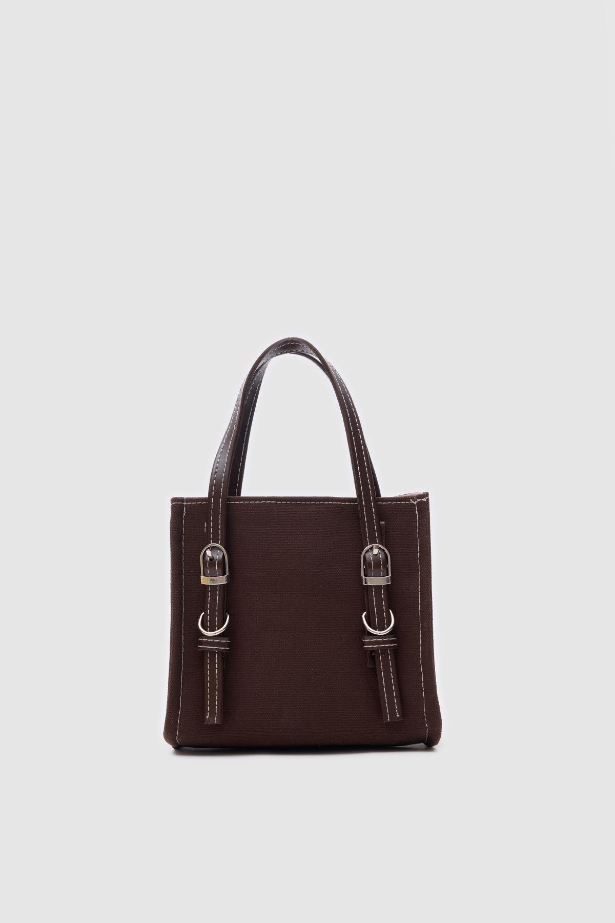 Luxe Kemer Detaylı El ve Çapraz Çanta Acı Kahve