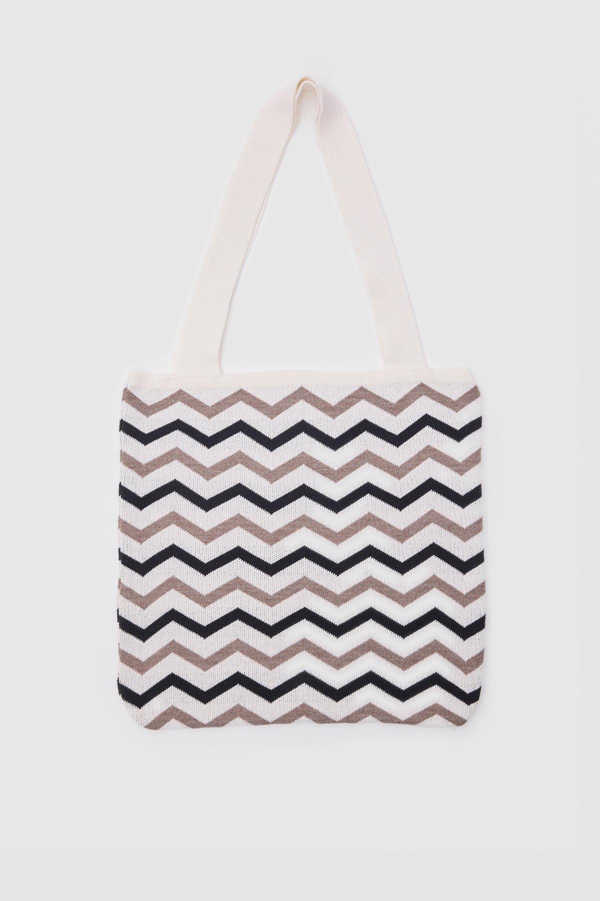 Velza Triko Omuz Çantası Krem