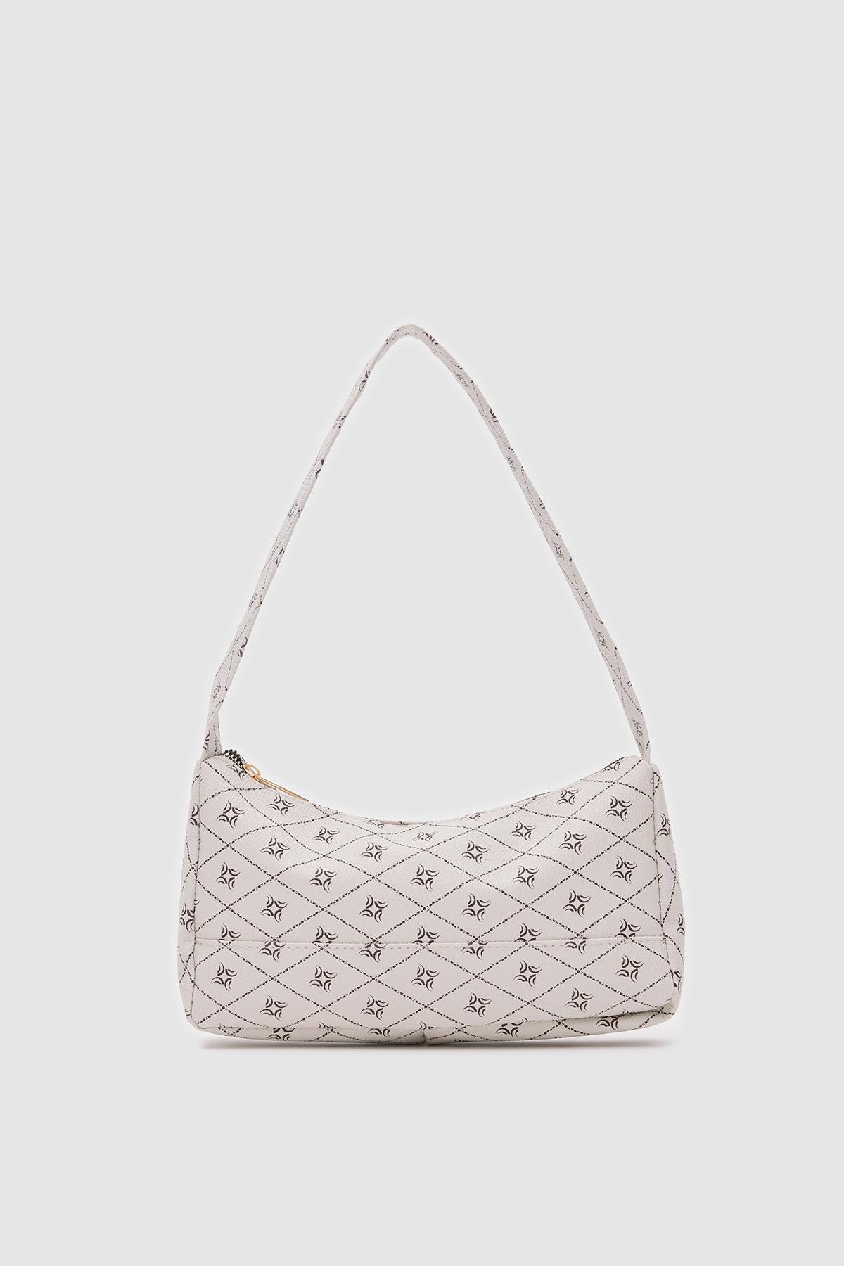 Basic Baget Çanta Casper Monogram Krem