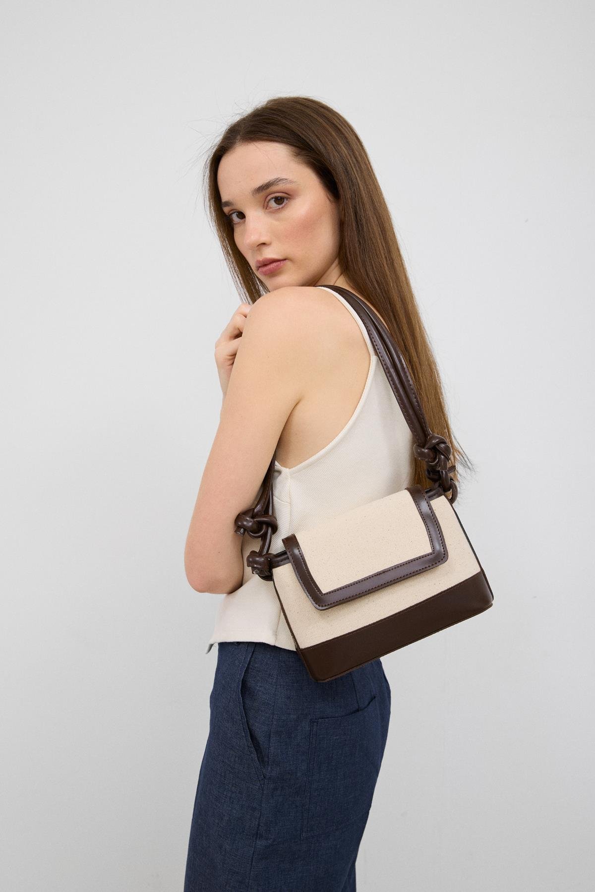 Lunea Kanvas Çapraz Çanta Acı Kahve