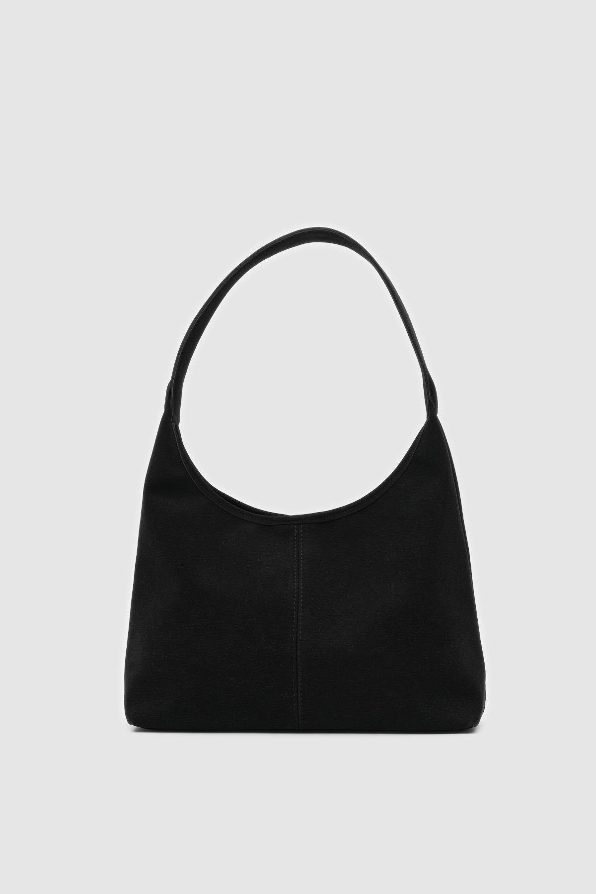 Gina Vintage Omuz Çantası Süet Siyah