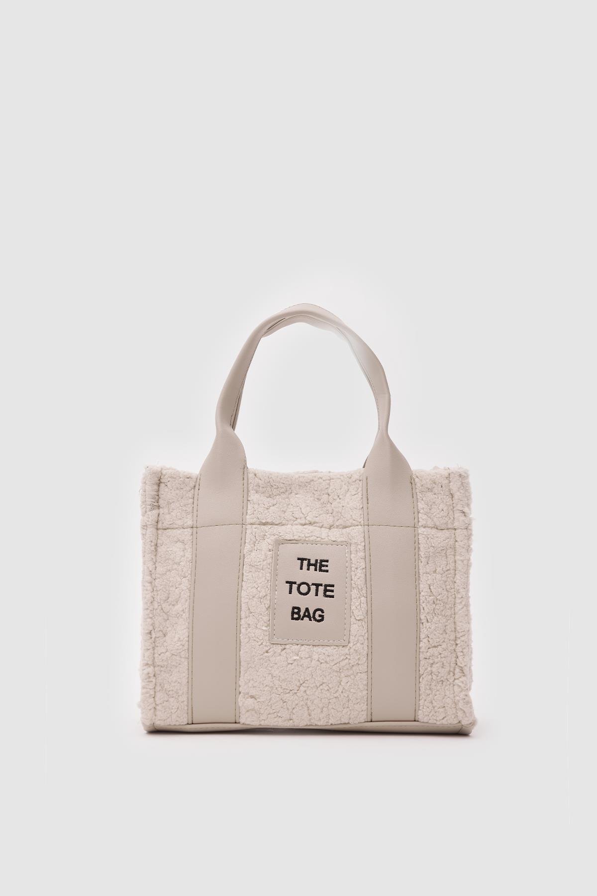 Kürklü Kadın Tote Bag Magnus Bej