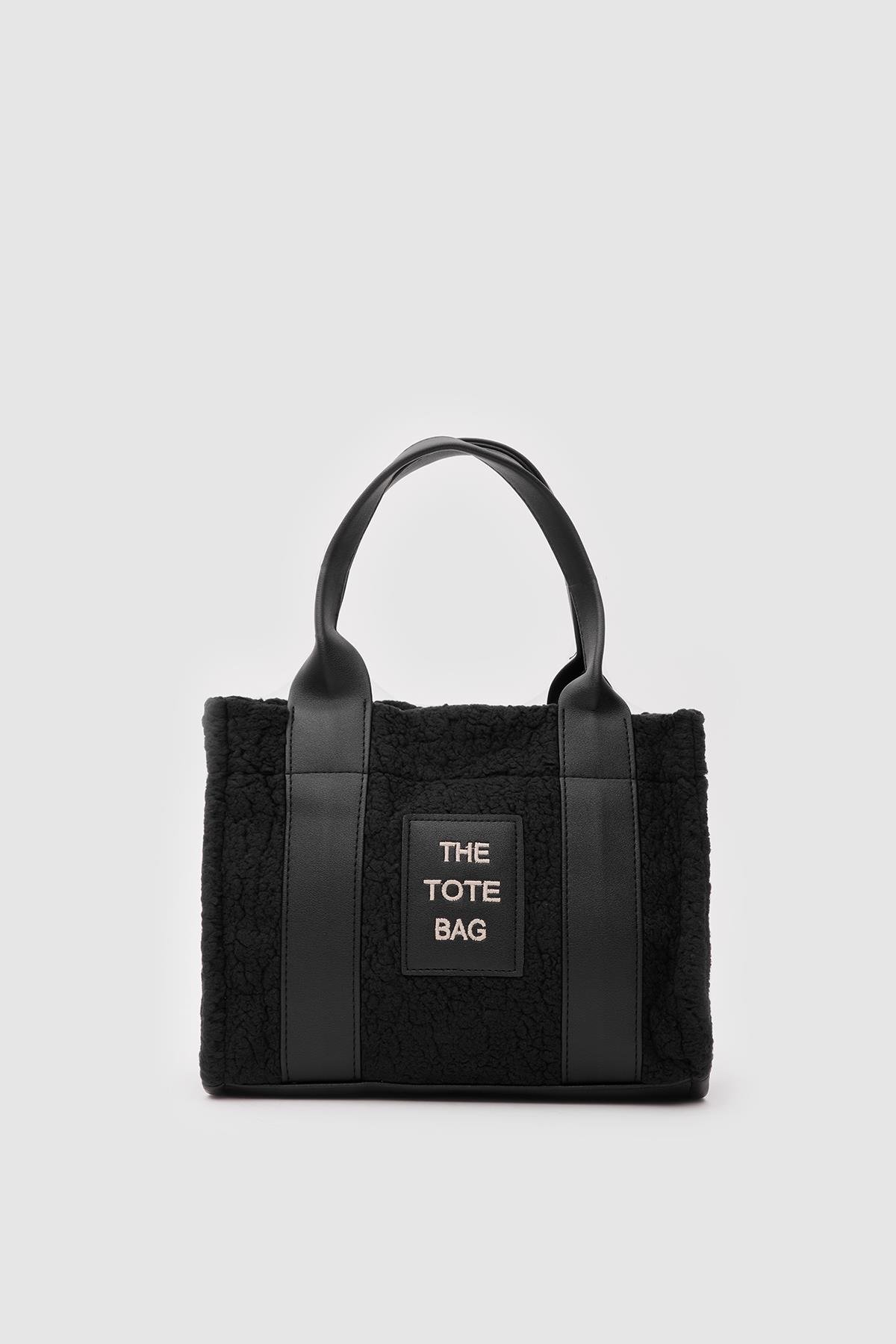 Kürklü Kadın Tote Bag Magnus Siyah