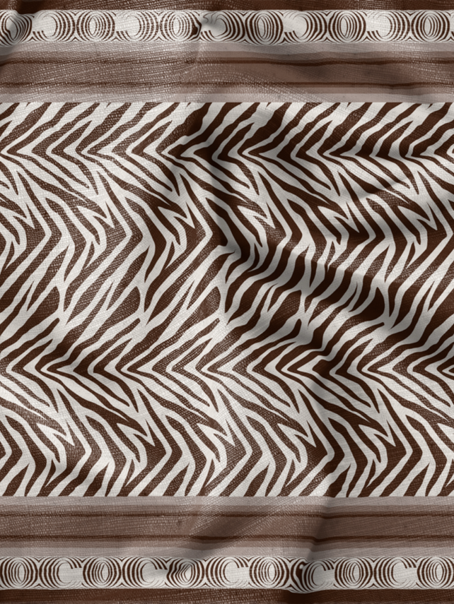 Acı Kahve Zebra Desen İpek Şal