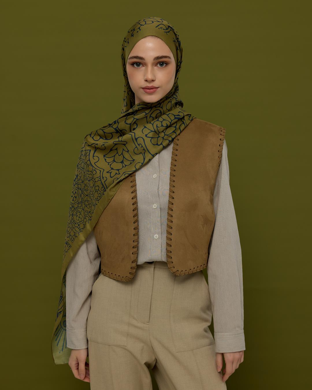 Altın & Lacivert Harem Rüyası Desen Şal