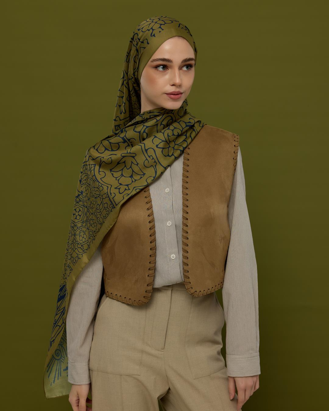 Altın & Lacivert Harem Rüyası Desen Şal