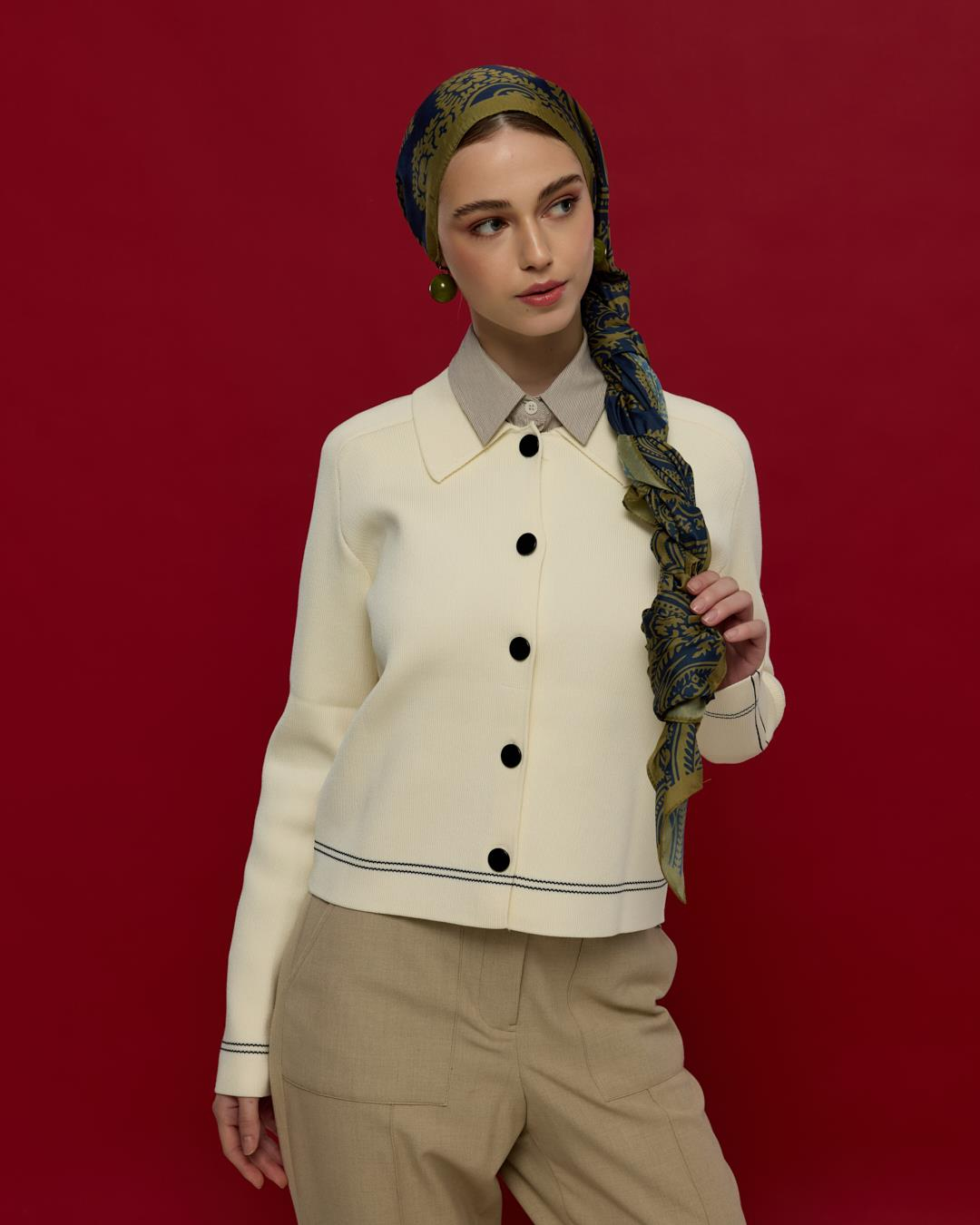 Altın & Lacivert Sultani Desen Şal