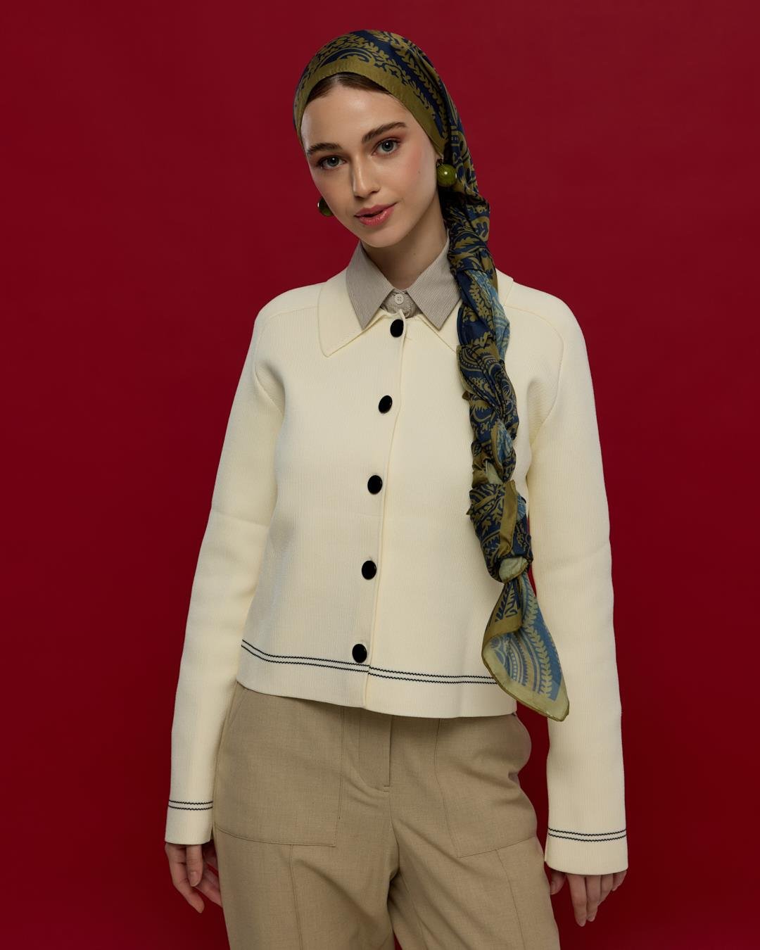 Altın & Lacivert Sultani Desen Şal