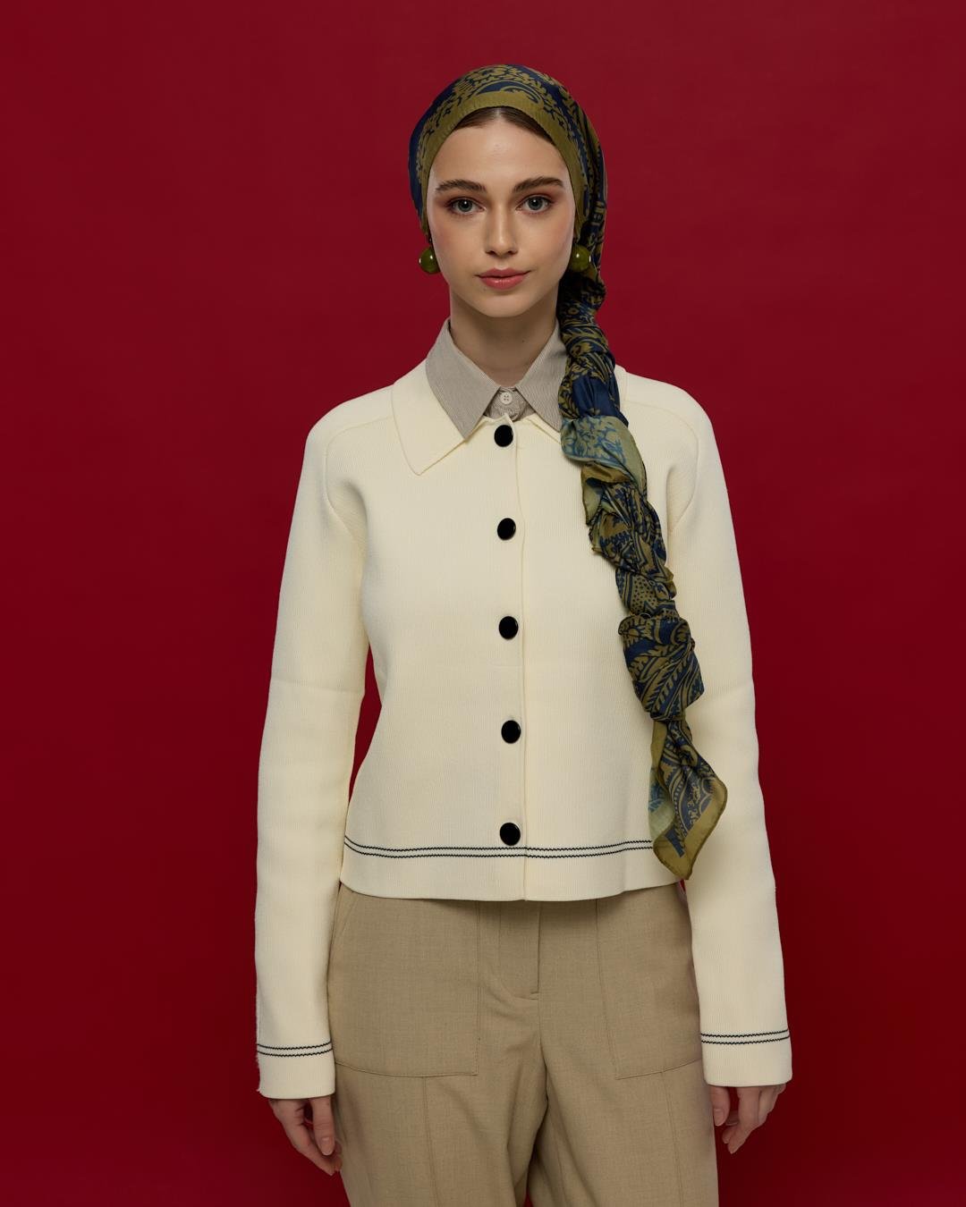 Altın & Lacivert Sultani Desen Şal