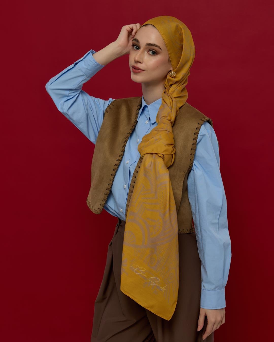 Bal Revanı & Kumral Toprak Harem Rüyası Desen Şal