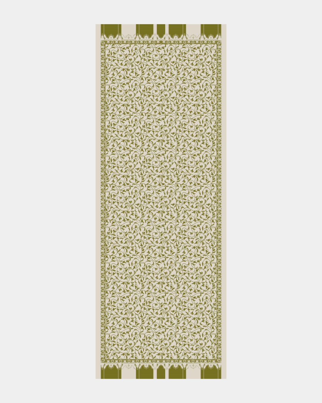 Beyaz Işık & Altın Zeytin Lale Bahçesi Desen Şal