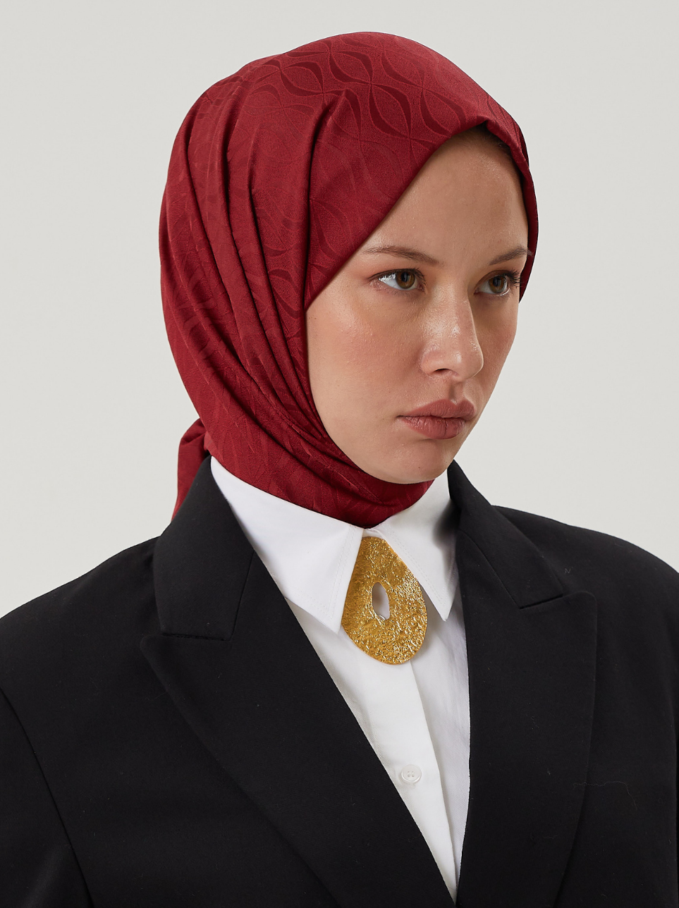 Bordo Shine Desen Jakar Şal