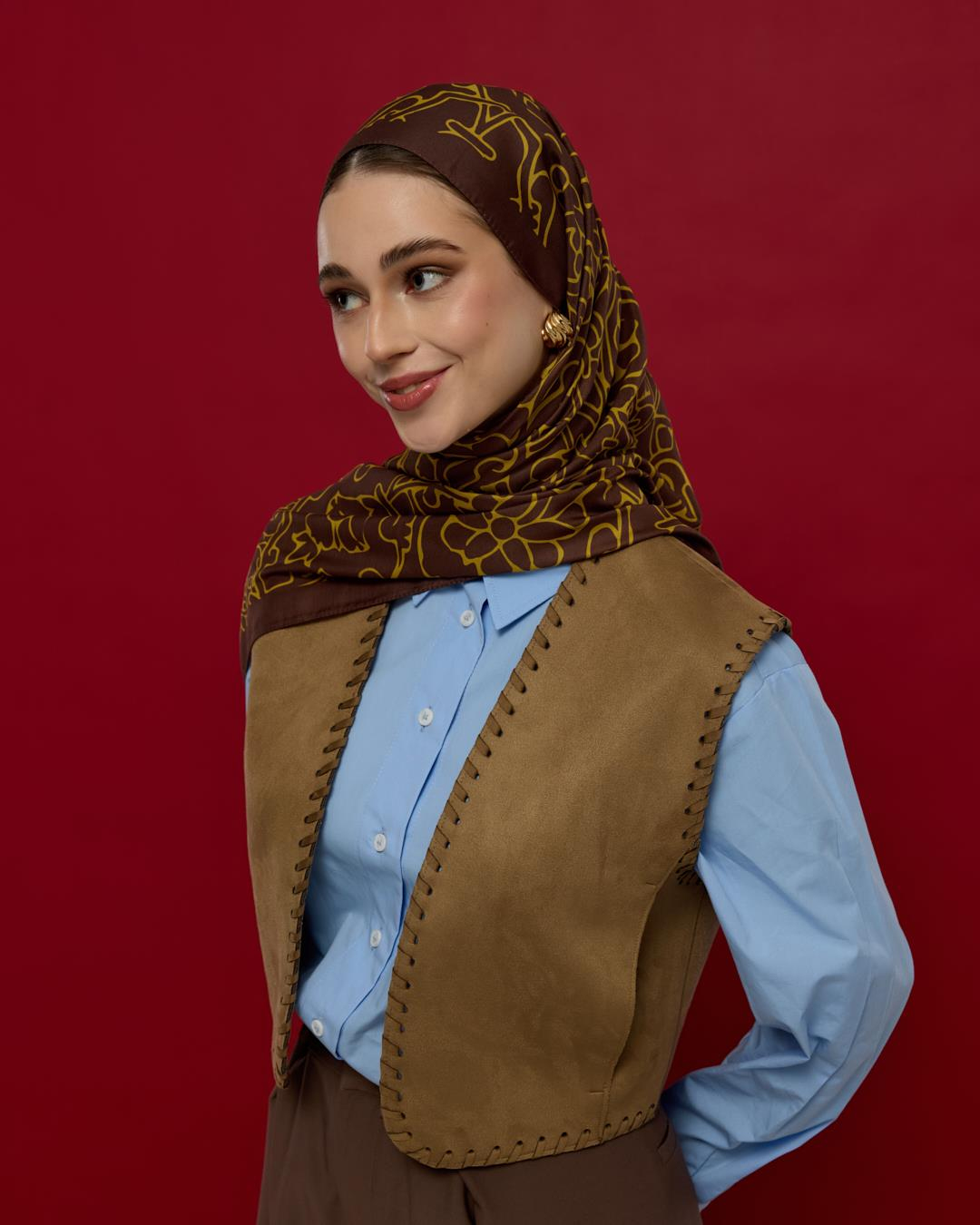 Buhur Kahvesi & Saf Sarı Harem Rüyası Desen Şal