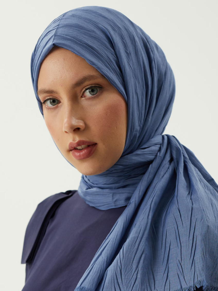 Buz Mavi Piliseli Bambu Şal