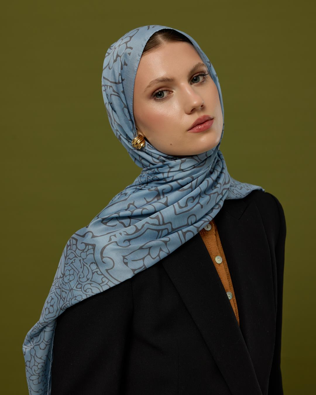 Buz Mavisi & Füme Kahve Harem Rüyası Desen Şal