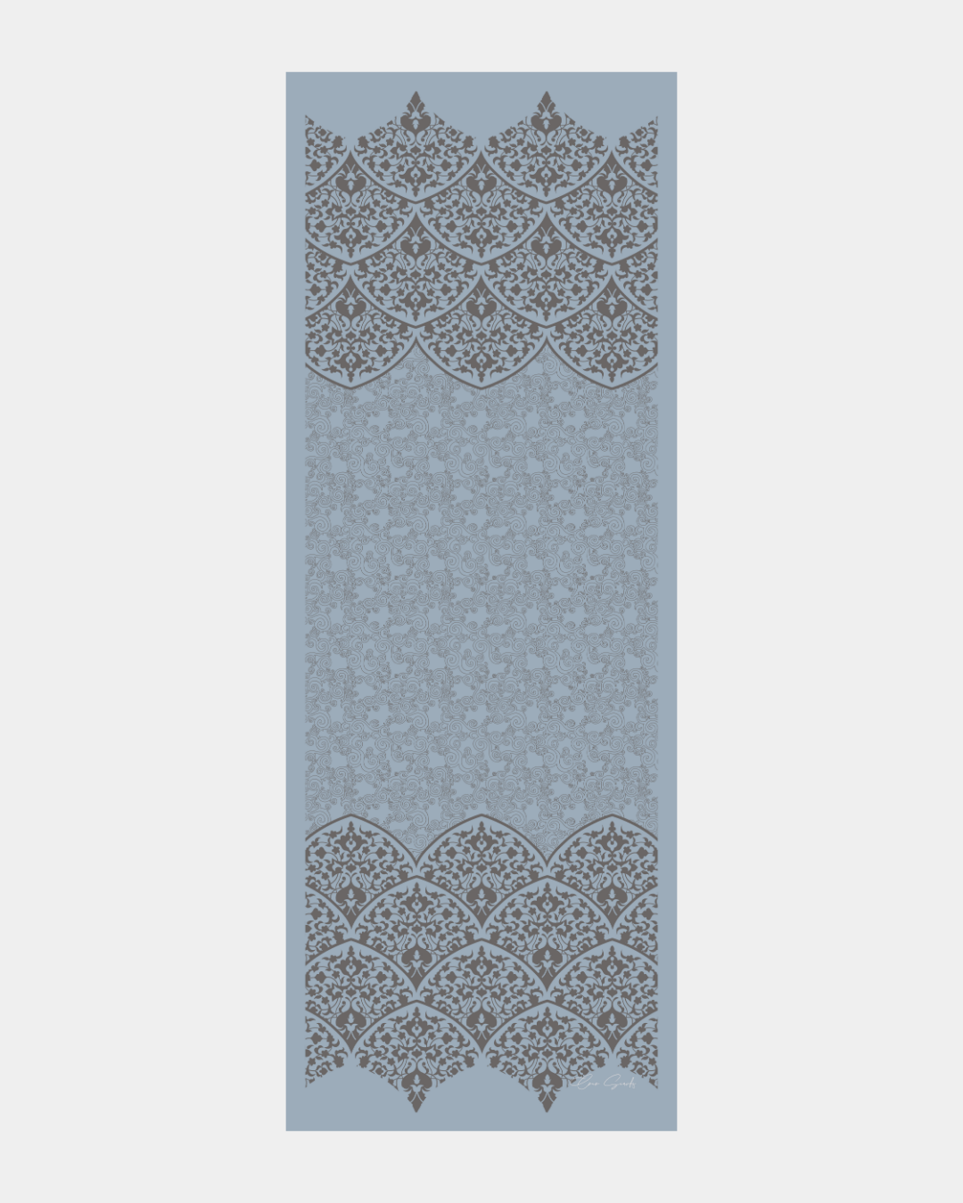 Buz Mavisi & Füme Kahve Saraylı Desen Şal