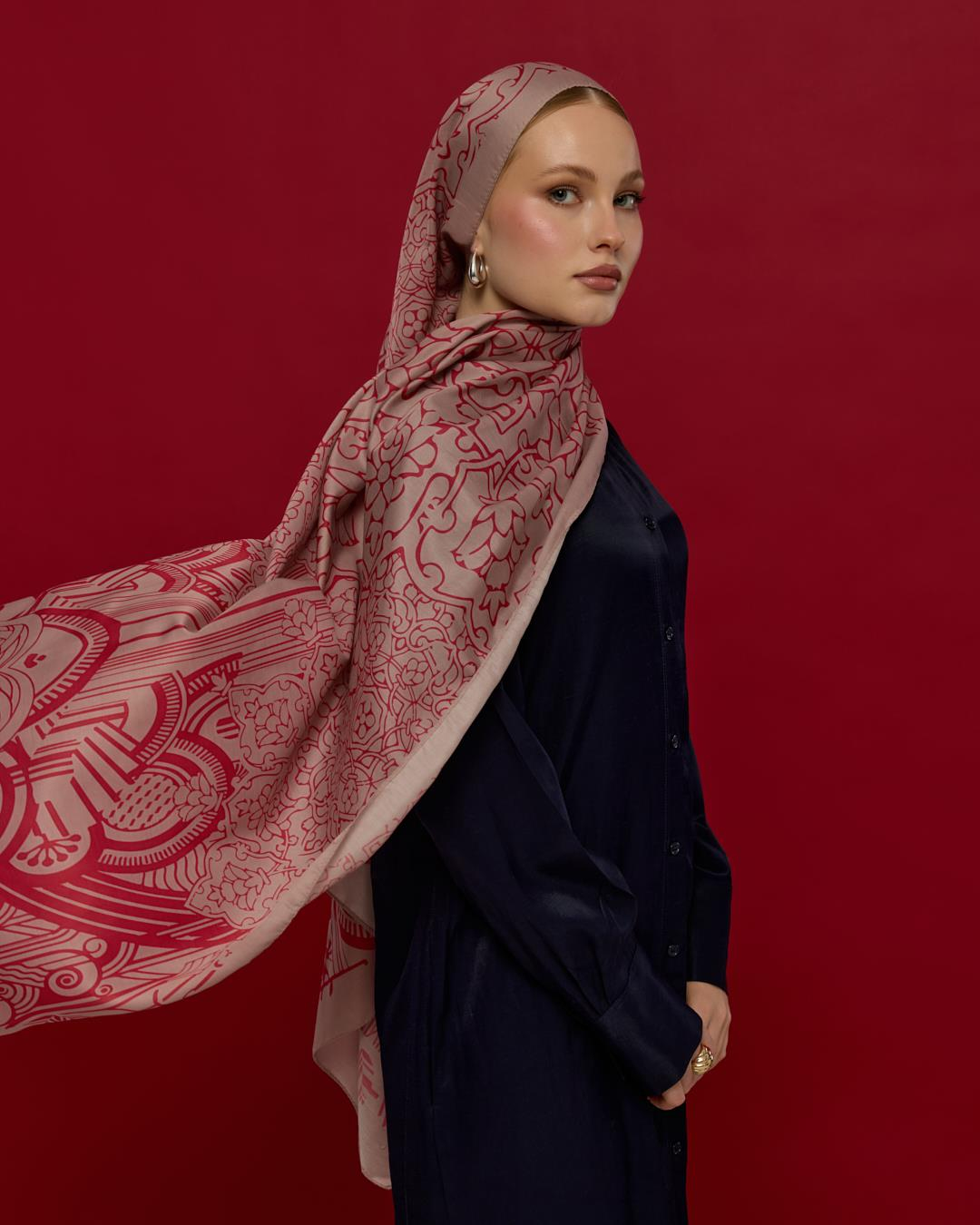 Fildişi & Gülkurusu Harem Rüyası Desen Şal