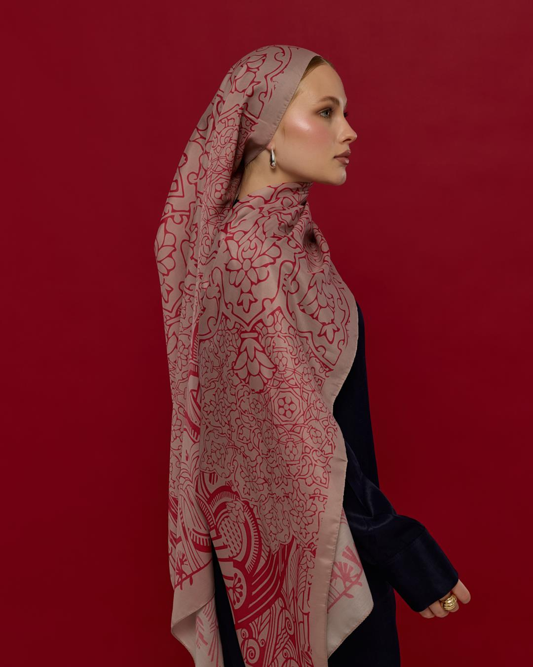 Fildişi & Gülkurusu Harem Rüyası Desen Şal