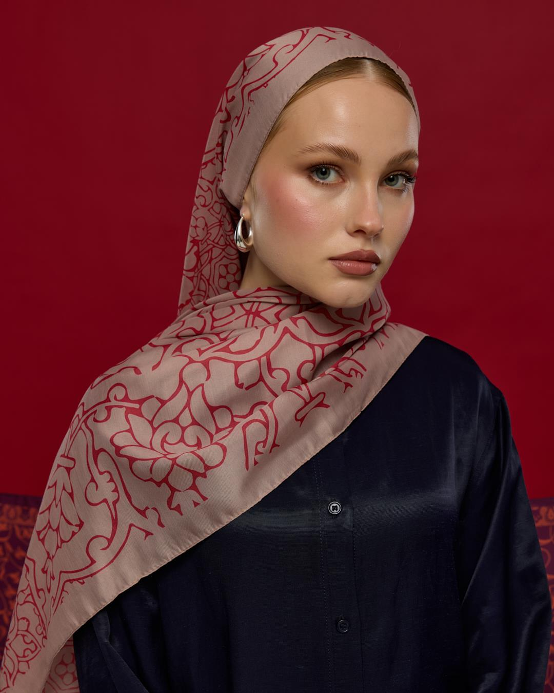 Fildişi & Gülkurusu Harem Rüyası Desen Şal