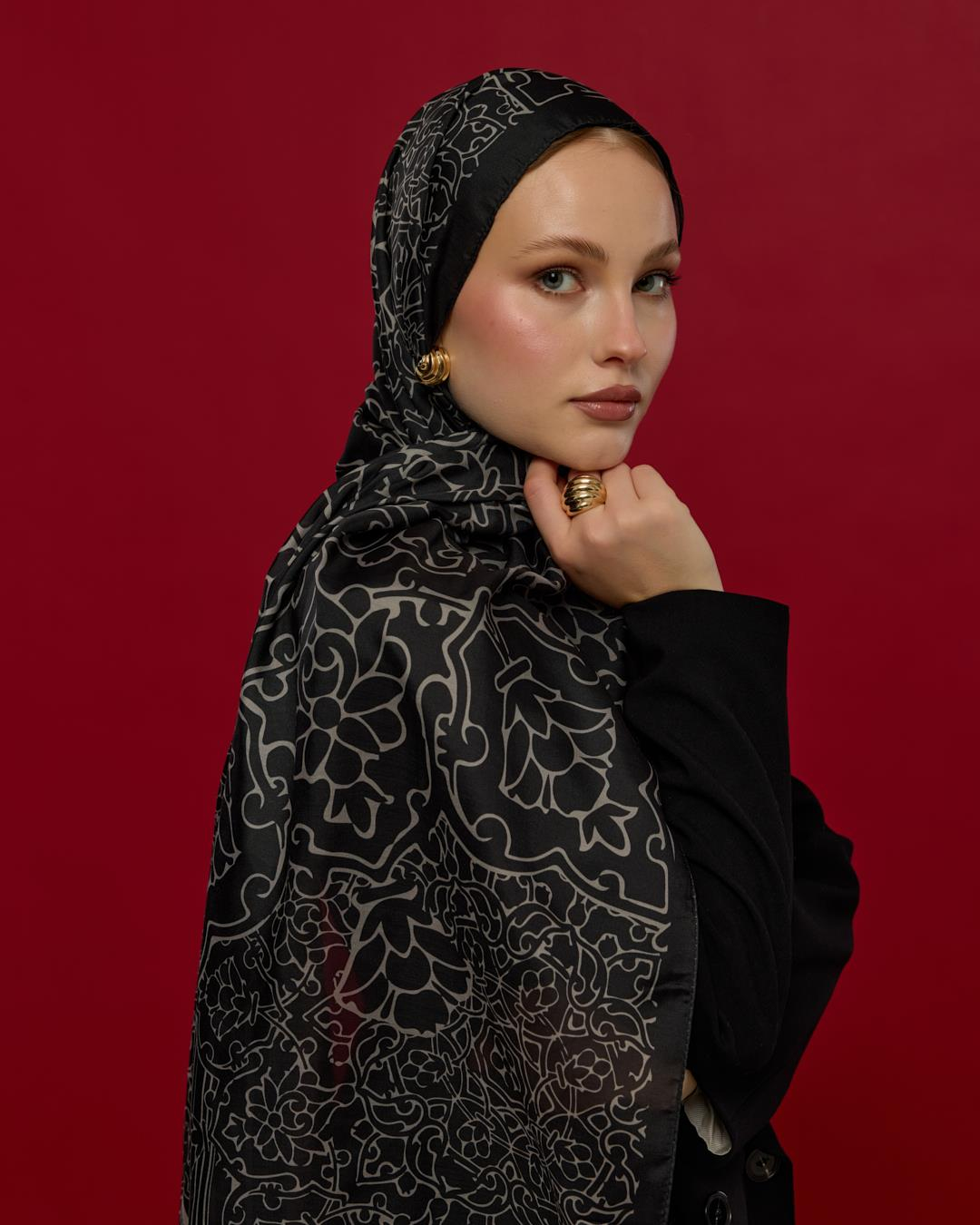 Gece & Krem Harem Rüyası Desen Şal