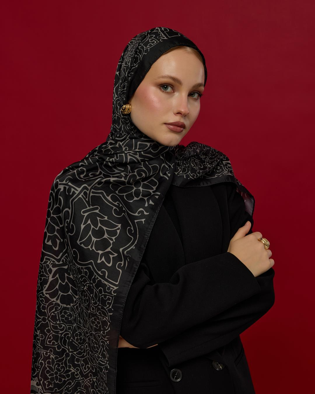 Gece & Krem Harem Rüyası Desen Şal